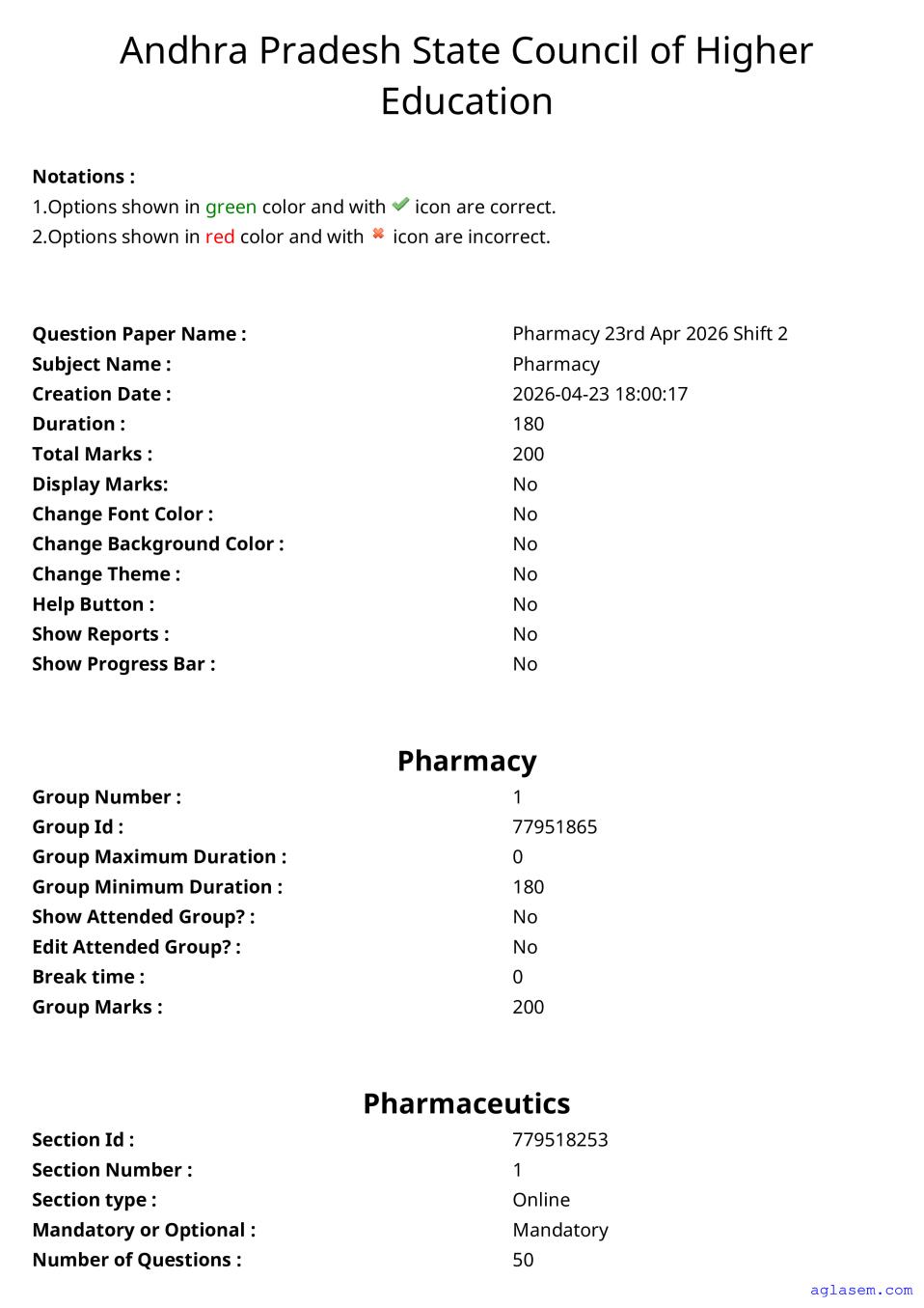 AP ECET 2026 Question Paper Pharmacy - Page 1 of 88