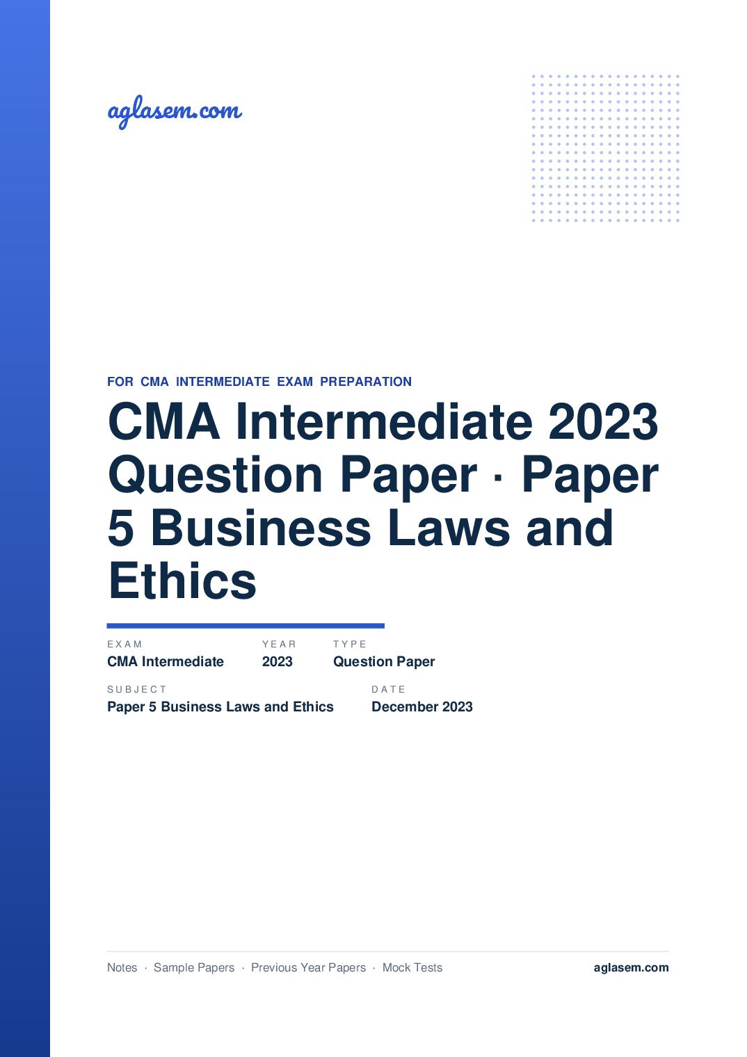 CMA Intermediate December 2023 Question Paper Paper 5 Business Laws and Ethics - Page 1 of 5