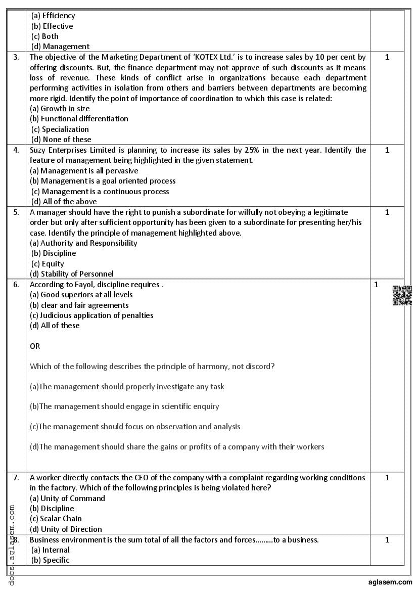 Class 12 Business Studies Mid Term Sample Paper 2023 Download Half