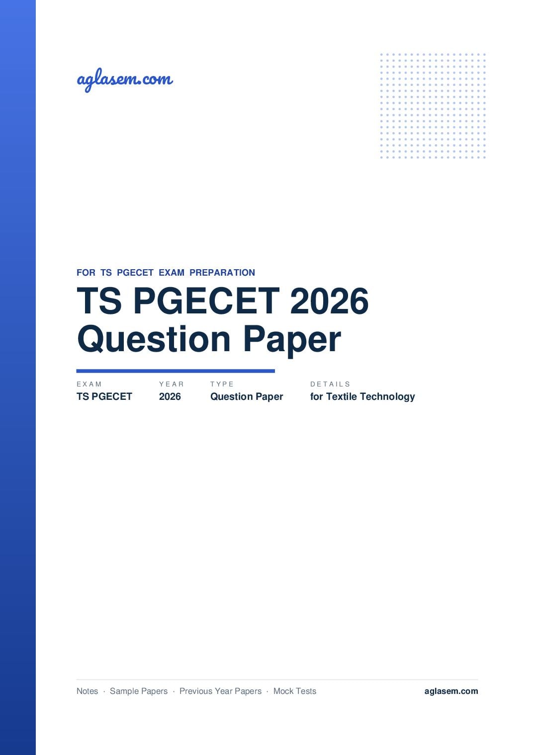 TS PGECET 2026 Question Paper for Textile Technology - Page 1 of 53