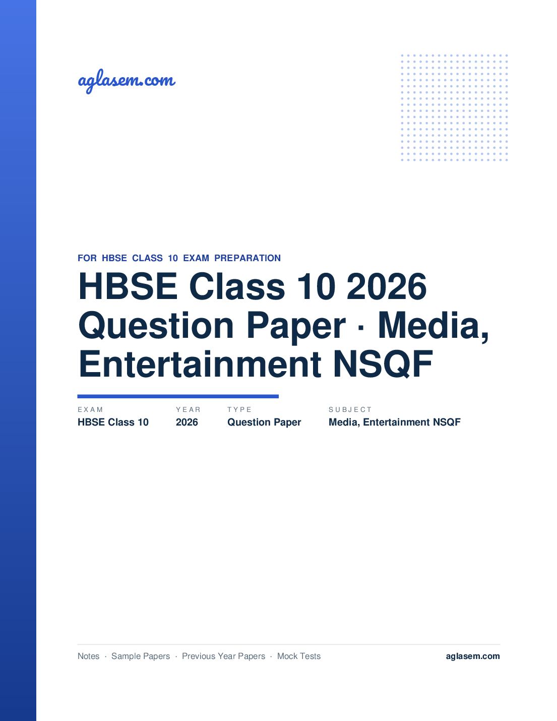 HBSE Class 10 Question Paper 2026 Media & Entertainment NSQF - Page 1 of 9