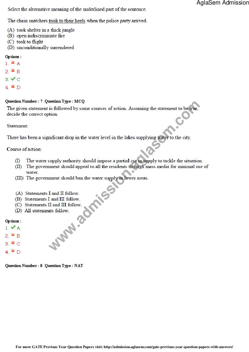 GATE 2015 Question Papers with Answers for CS Computer Science and