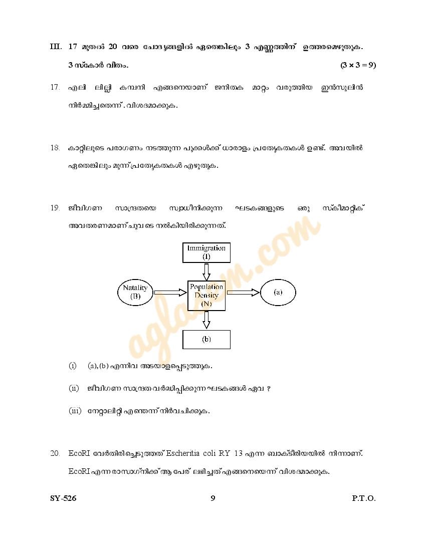 Kerala Plus Two Biology Question Paper 2023 (PDF)