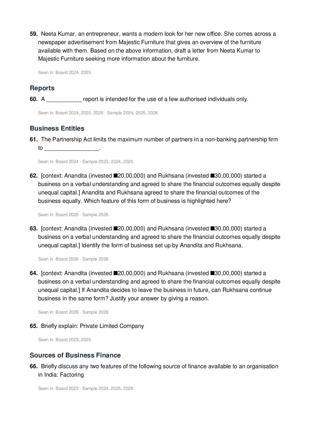 ISC Class 12 Business Studies Important Questions 2027 (PDF)