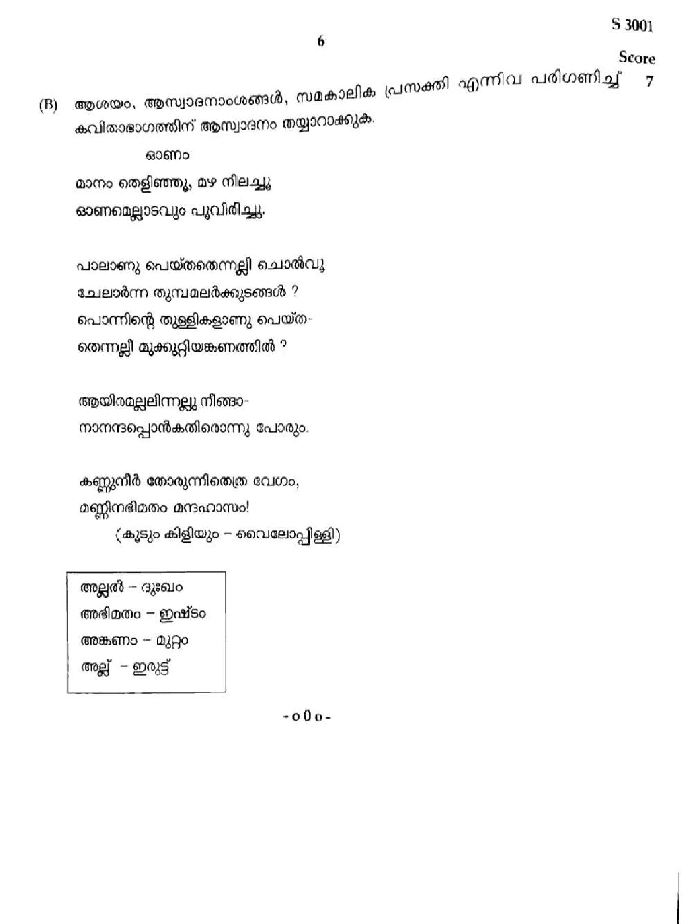Kerala SSLC Malayalam I Question Paper 2026 PDF – Download Previous Year Papers 2025, 2024