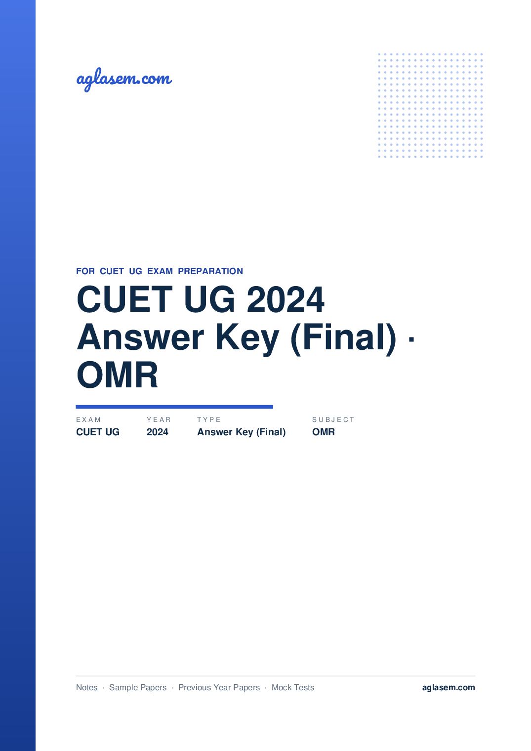 CUET UG 2024 Answer Key (Final) OMR - Page 1 of 220