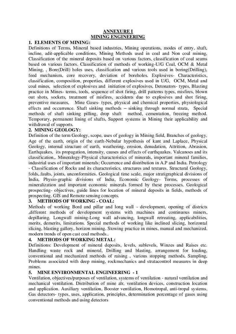 AP ECET 2022 Syllabus for Mining Engineering - Page 1