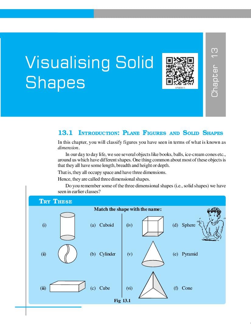NCERT Book Class 7 Maths Chapter 13 Visualising Solid Shapes - Page 1