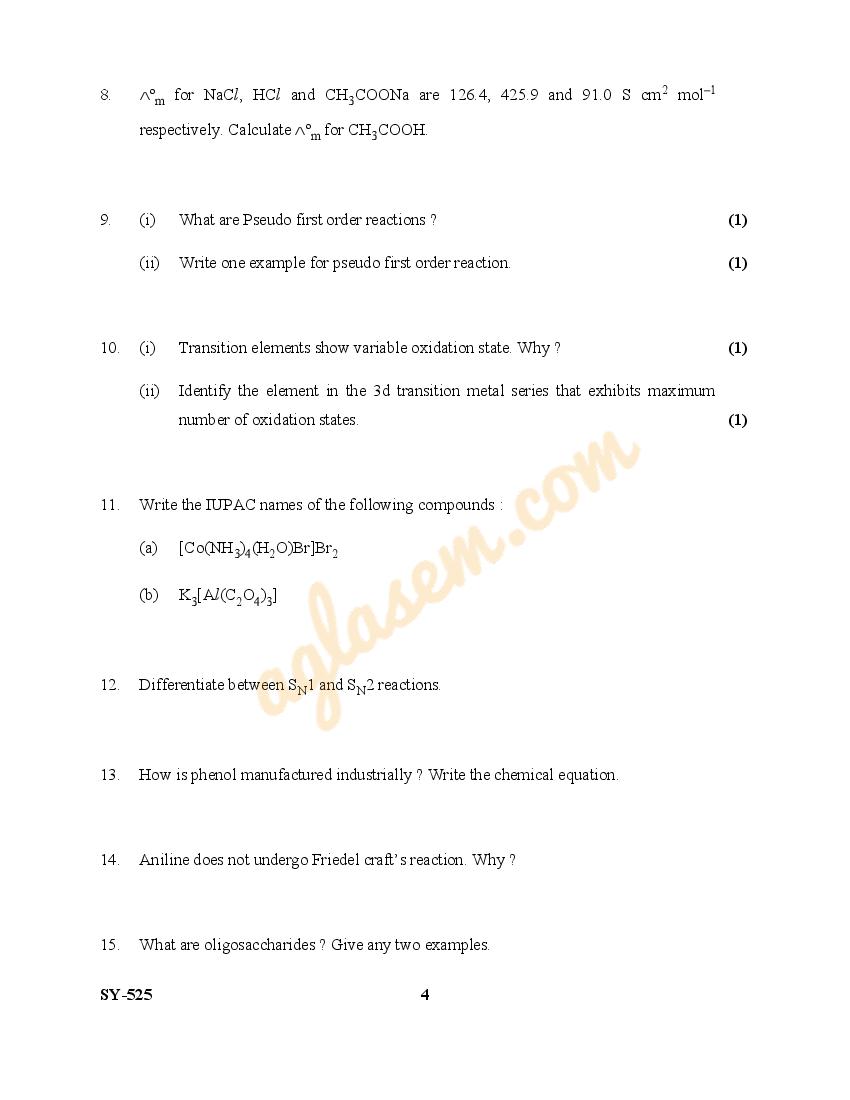 Kerala Plus Two Chemistry Question Paper 2023 (PDF)