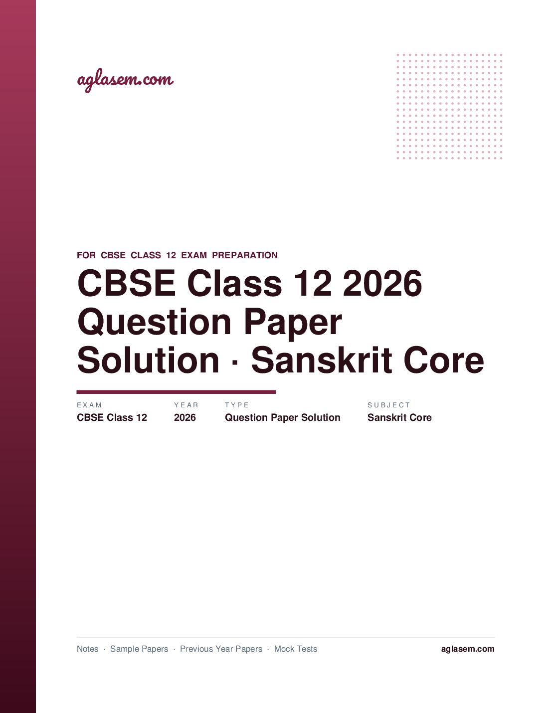 CBSE Class 12 Question Paper 2026 Solution Sanskrit Core - Page 1 of 12