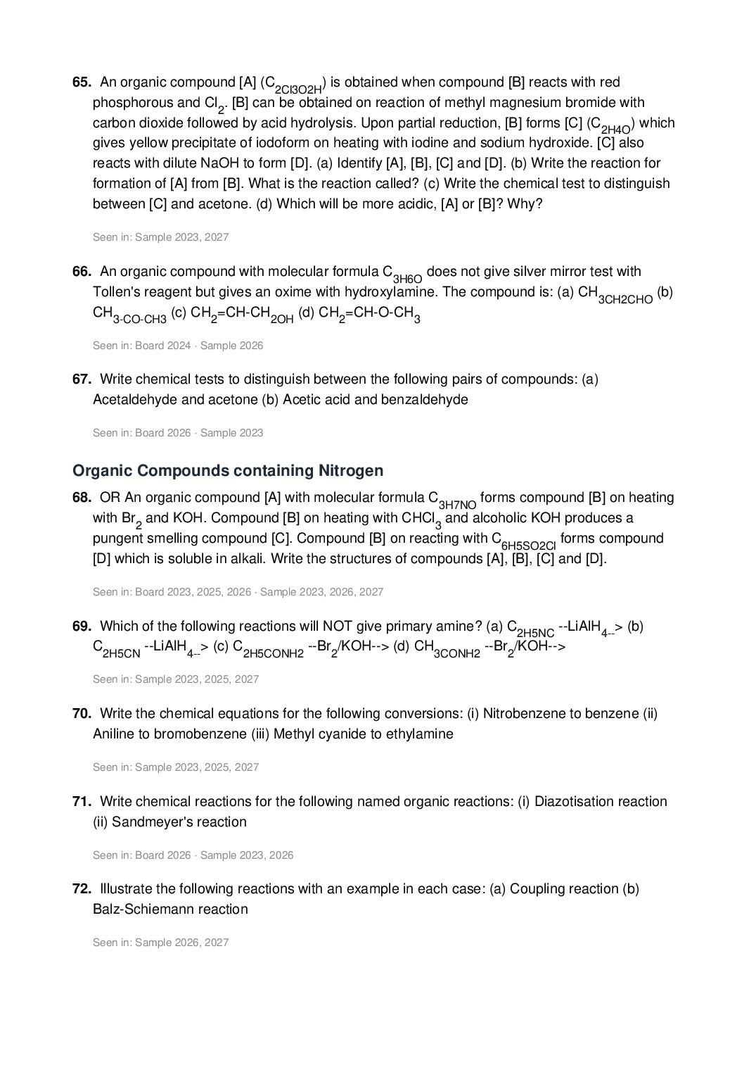ISC Class 12 Chemistry Important Questions 2027 (PDF)