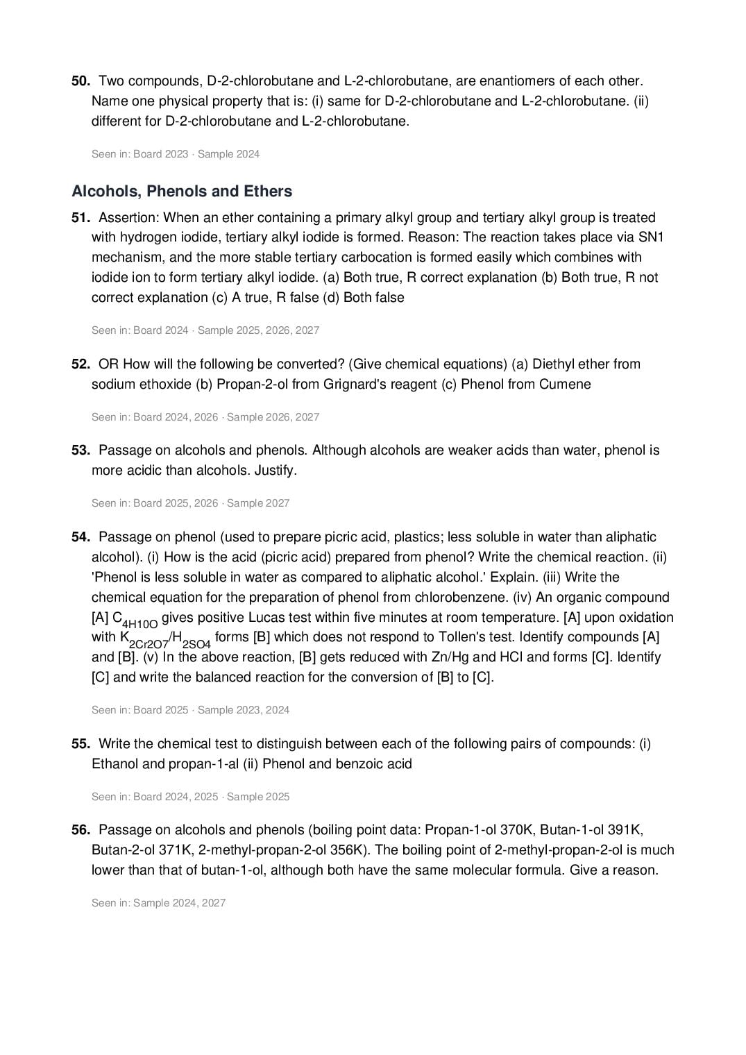 ISC Class 12 Chemistry Important Questions 2027 (PDF)