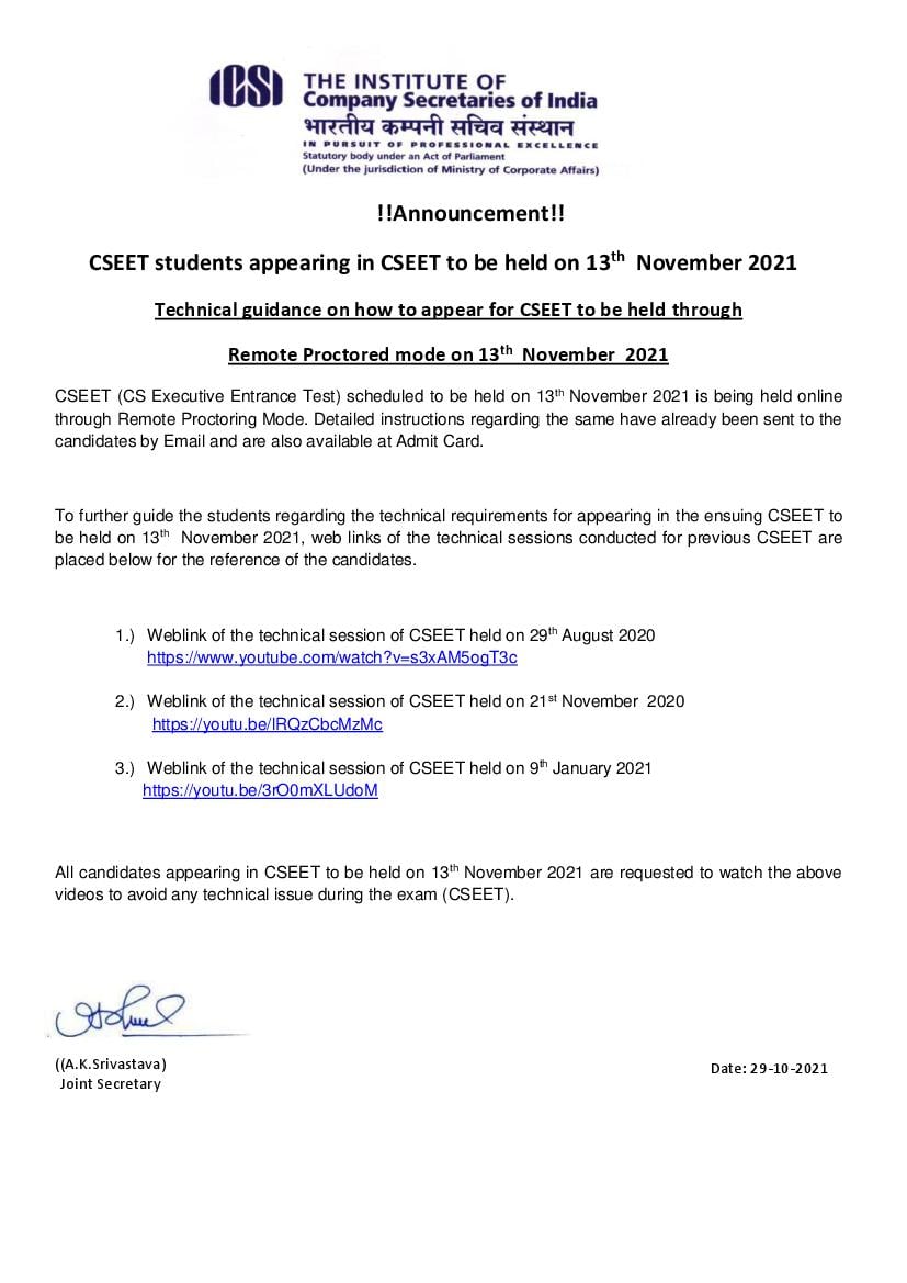 ICSI CSEET 2021 Technical Guidance for Remote Proctored Mode - Page 1