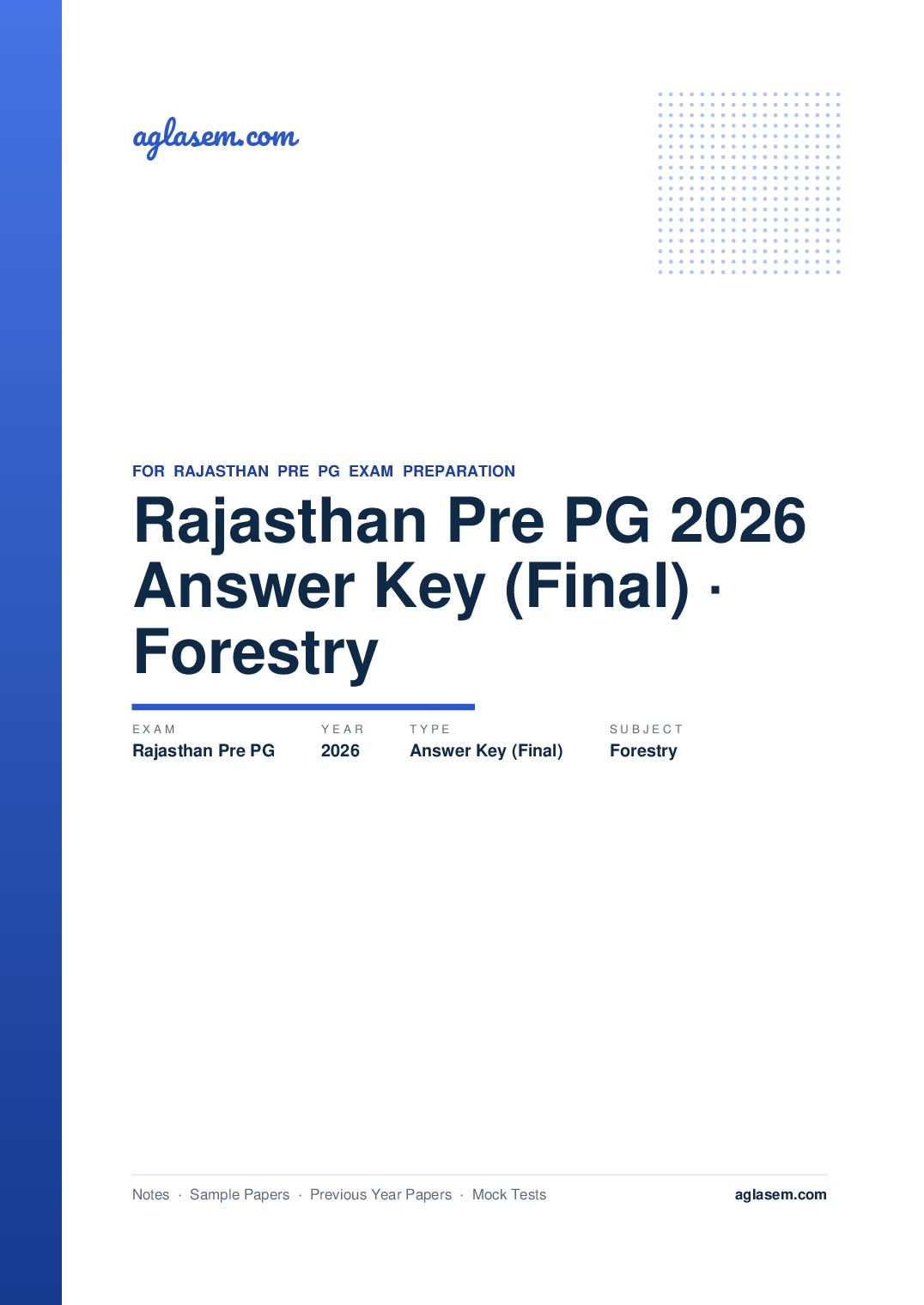 Rajasthan Pre PG 2026 Answer Key (Final) Forestry - Page 1 of 2