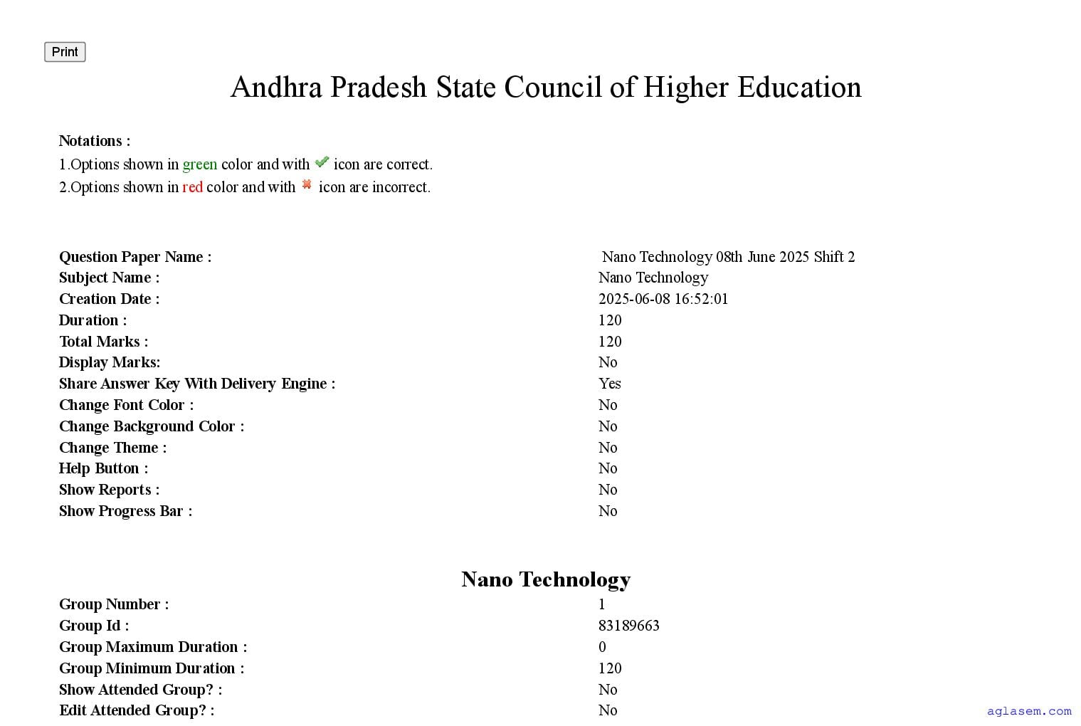 AP PGECET 2025 Question Paper for Nano Technology - Page 1 of 88