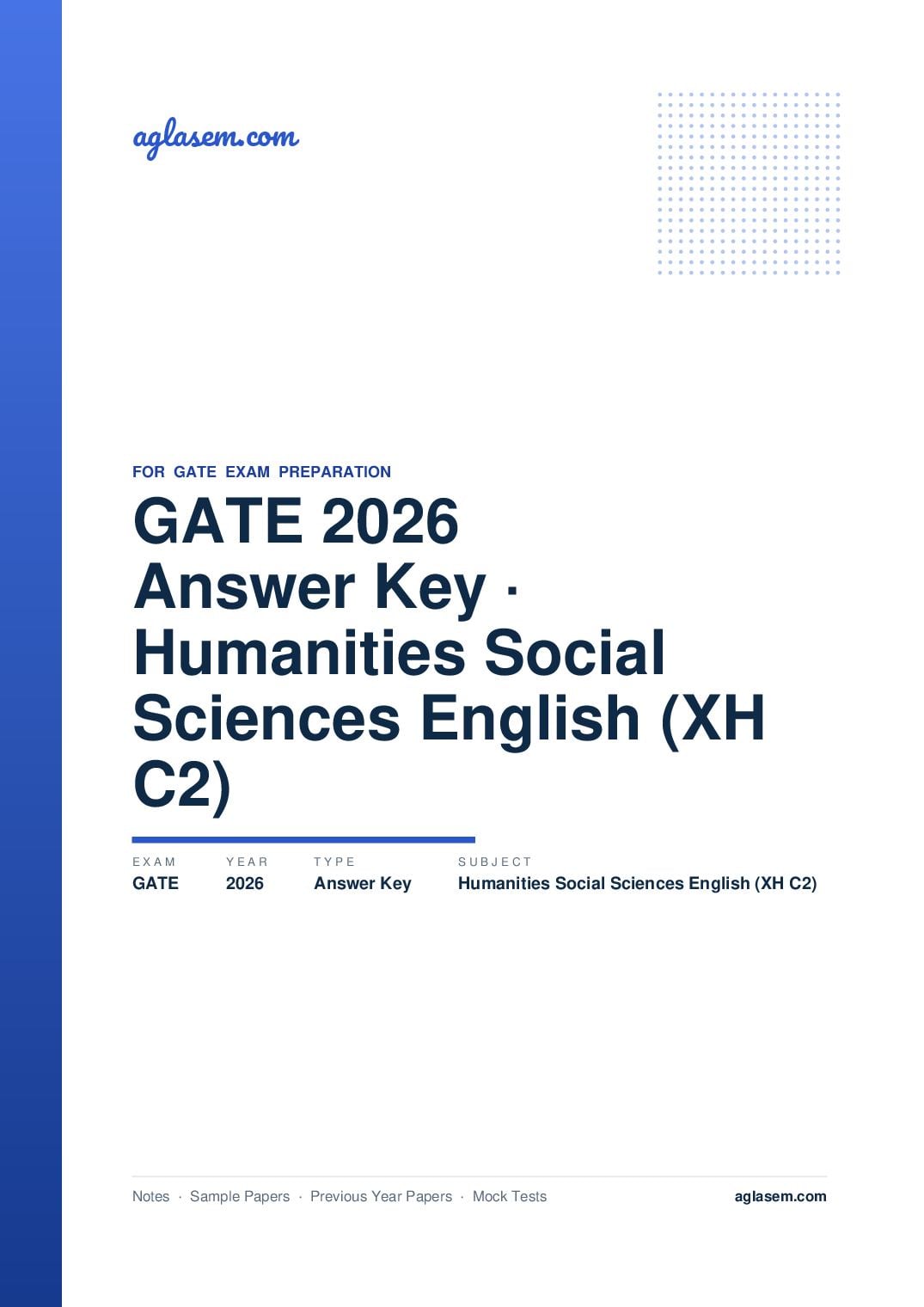 GATE 2026 Answer Key Humanities and Social Sciences - English (XH-C2) - Page 1 of 3