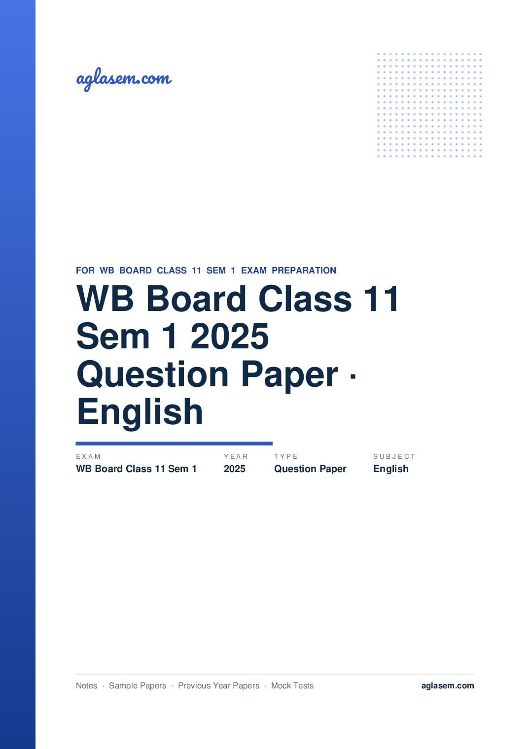 WB Board Class 11 Sem 1 Question Paper 2025 English - Page 1 of 5