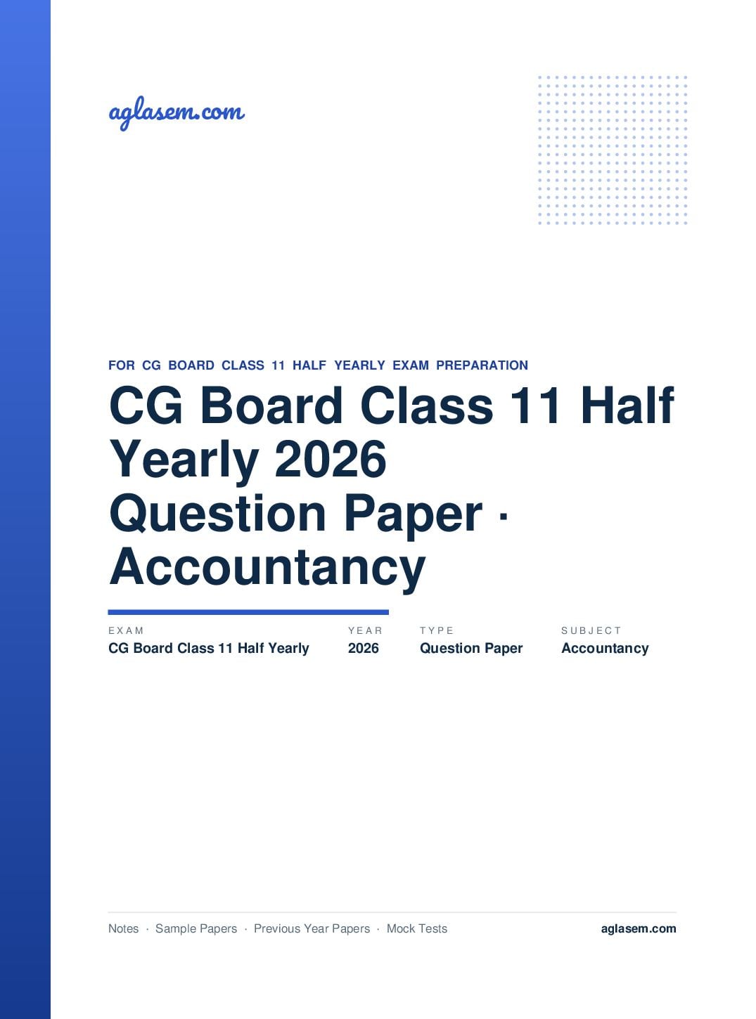 CG Board Class 11 Half Yearly Question Paper 2026 Accountancy - Page 1 of 4