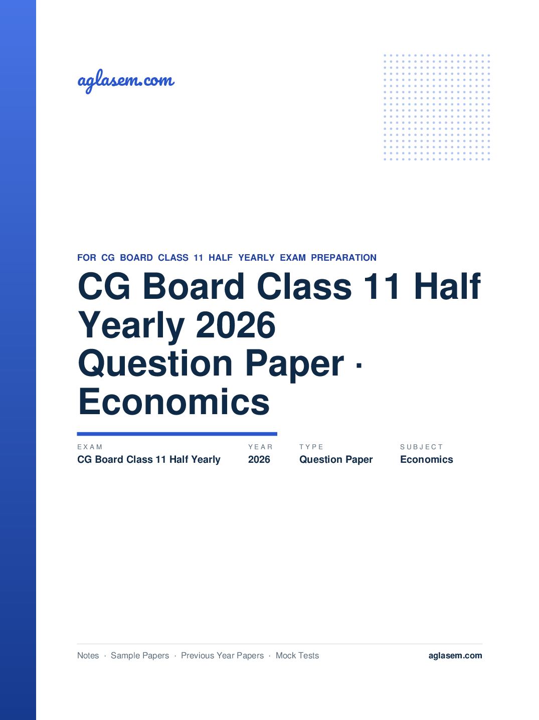 CG Board Class 11 Half Yearly Question Paper 2026 Economics - Page 1 of 3