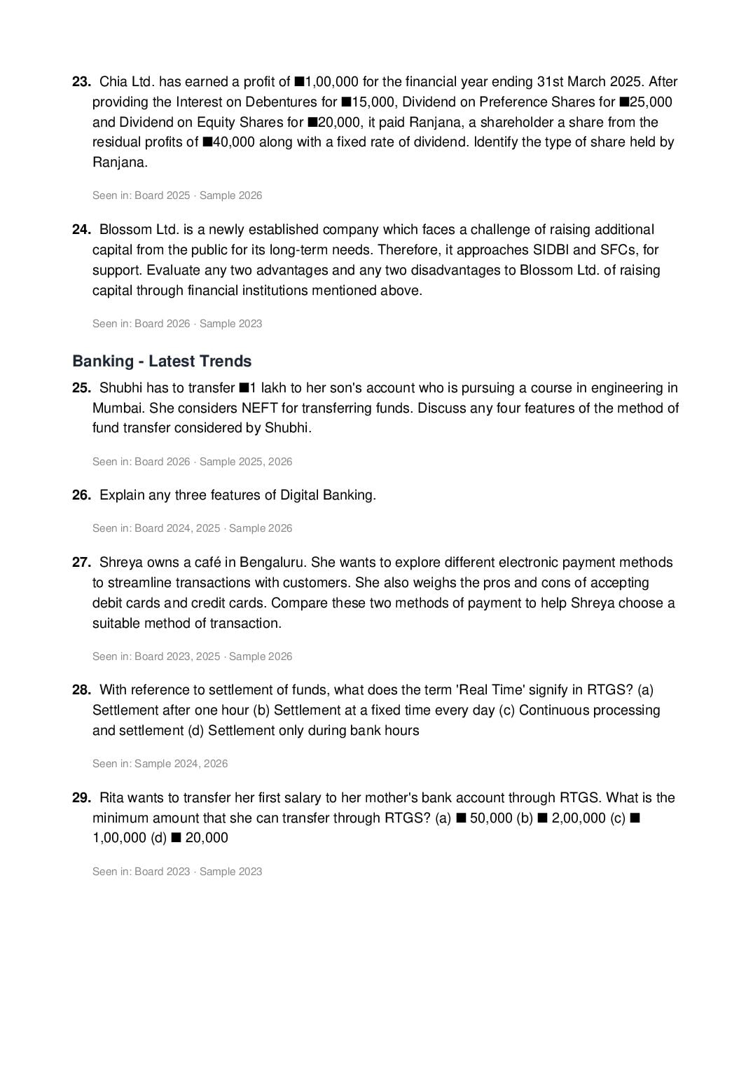 ISC Class 12 Commerce Important Questions 2027 (PDF)