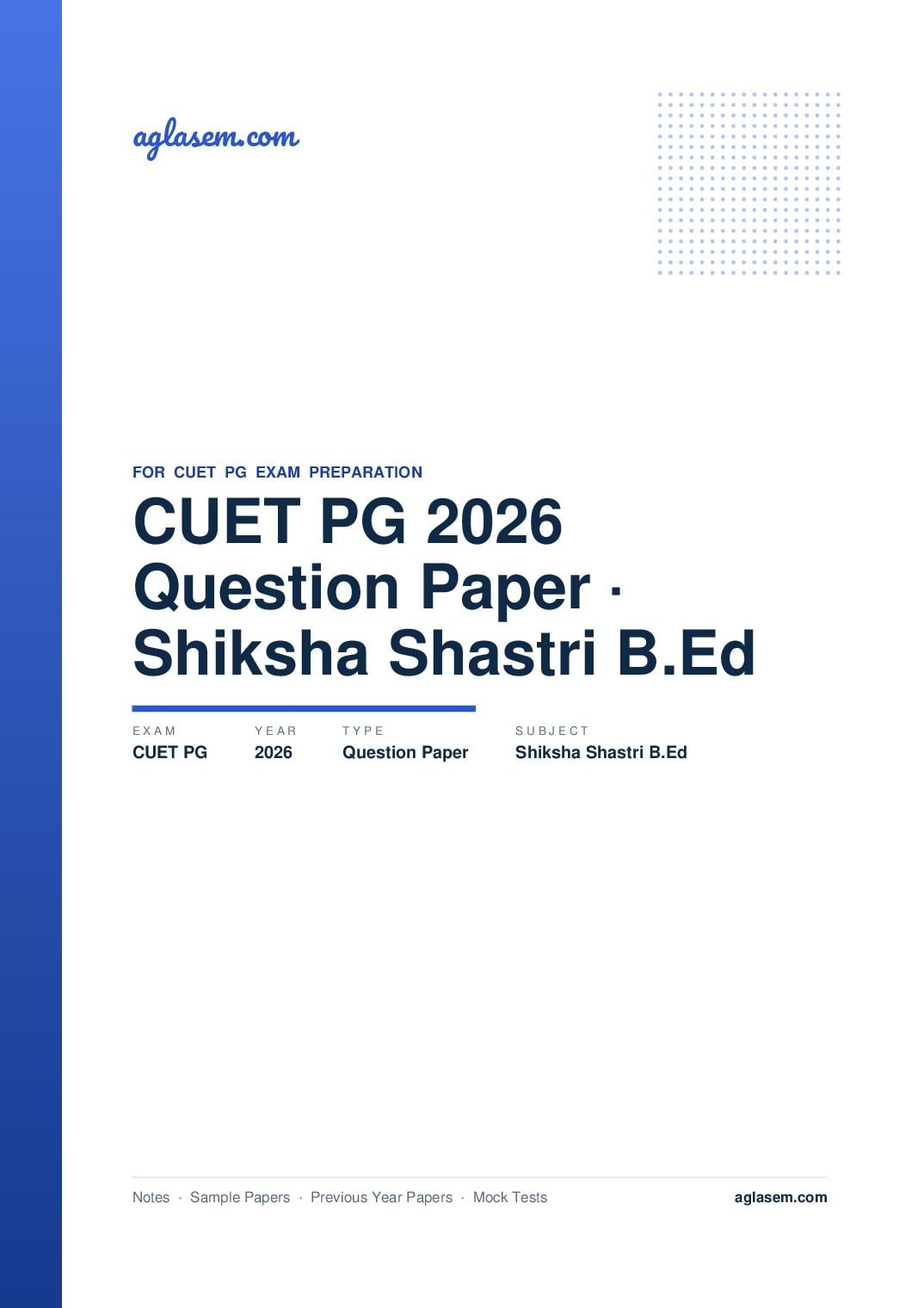 CUET PG 2026 Question Paper Shiksha Shastri B.Ed - Page 1 of 43