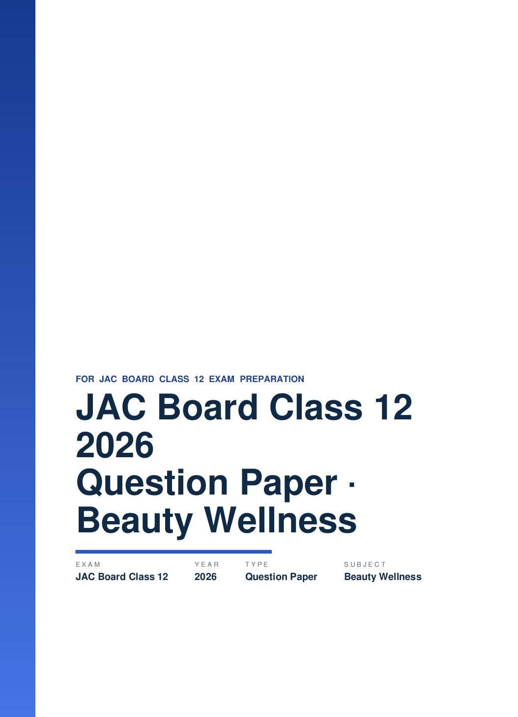 JAC Board Class 12 Question Paper 2026 Beauty and Wellness - Page 1 of 13