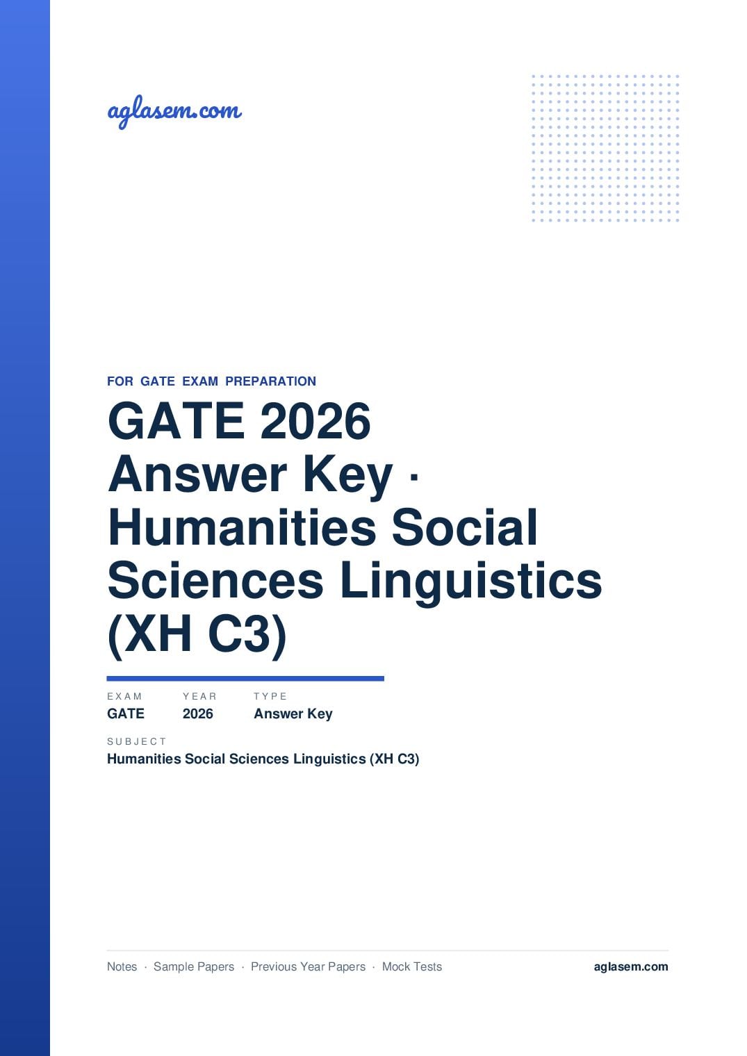 GATE 2026 Answer Key Humanities and Social Sciences - Linguistics (XH-C3) - Page 1 of 3