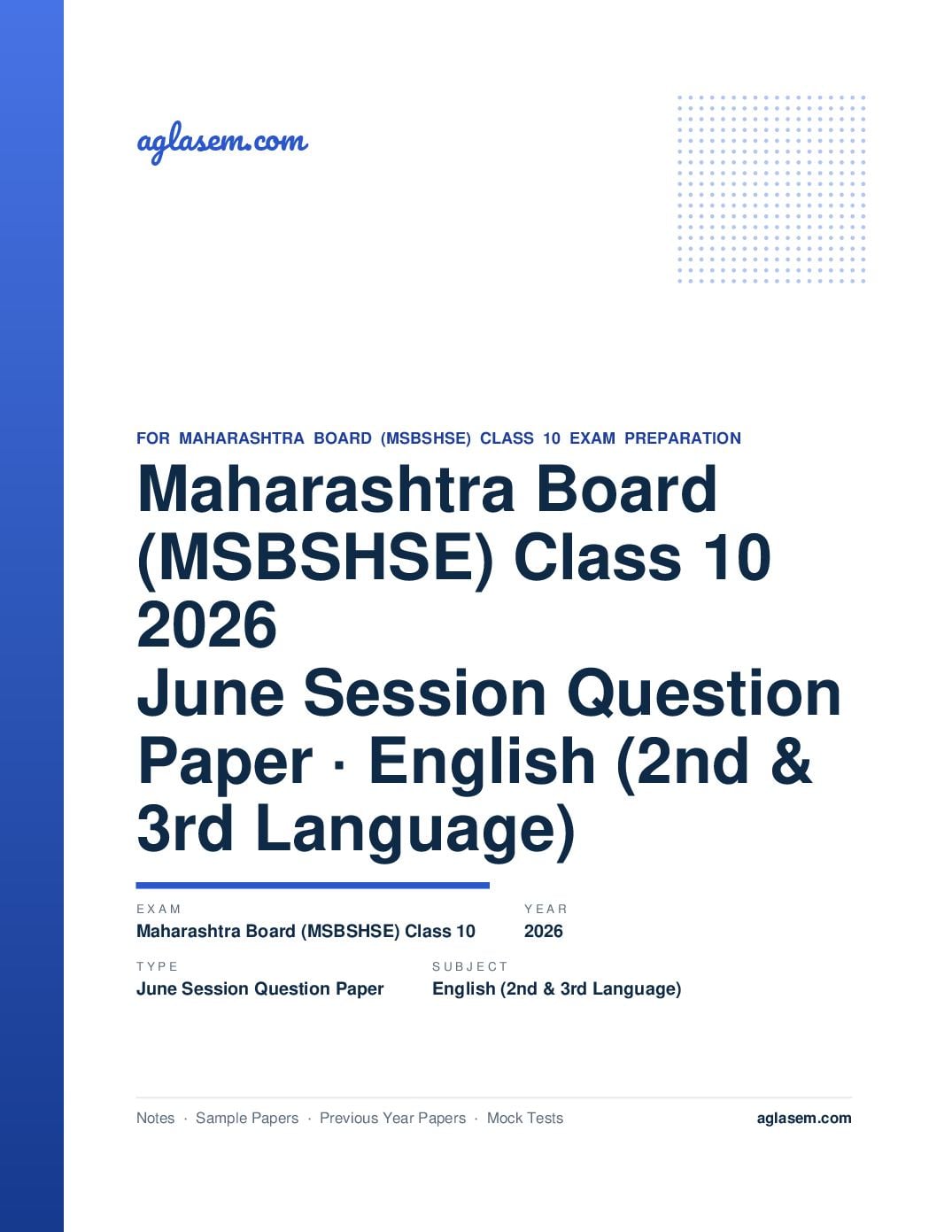 MH 10th Question Paper June 2026 English (2nd & 3rd Language) - Page 1 of 13