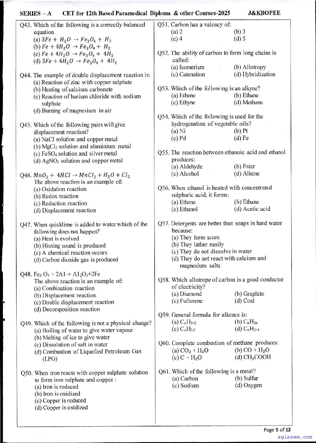 JK Paramedical 2025 Question Papers PDF with Answer Keys (4 PDFs)