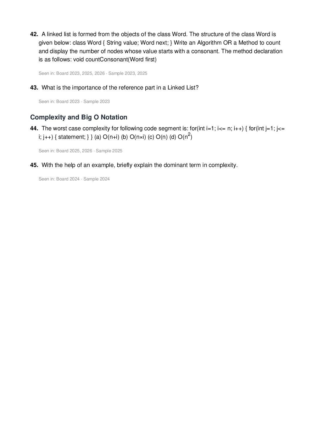 ISC Class 12 Computer Science Important Questions 2027 (PDF)