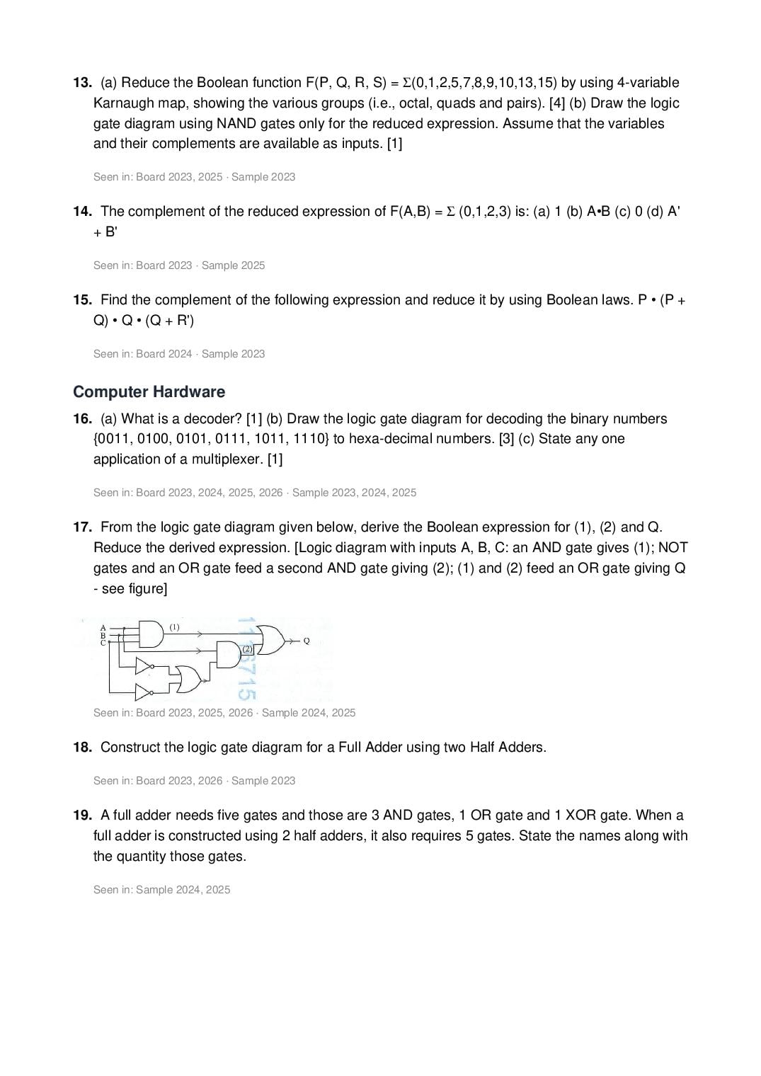 ISC Class 12 Computer Science Important Questions 2027 (PDF)