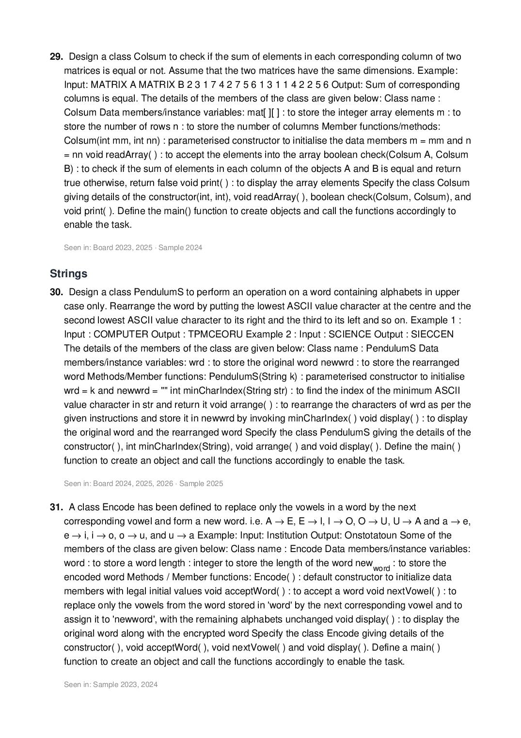 ISC Class 12 Computer Science Important Questions 2027 (PDF)