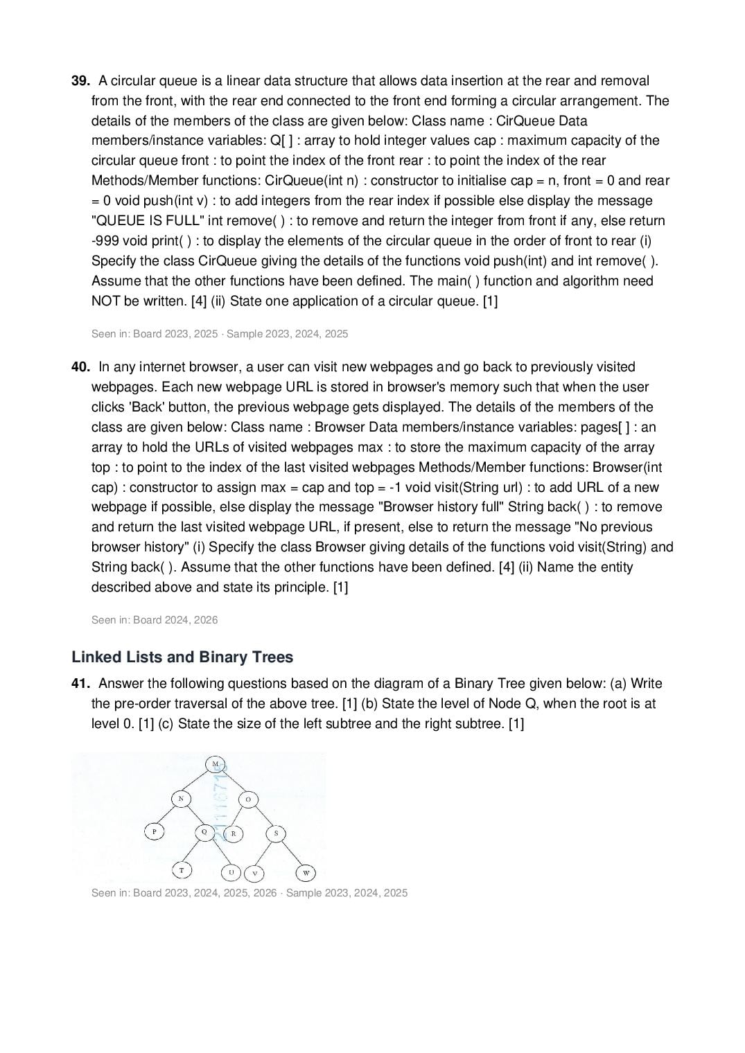 ISC Class 12 Computer Science Important Questions 2027 (PDF)