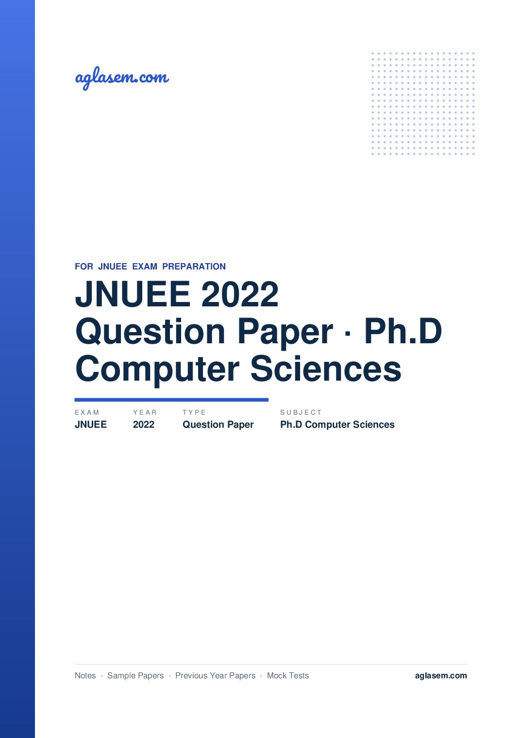 JNUEE 2022 Question Paper Ph.D Computer Sciences - Page 1 of 20