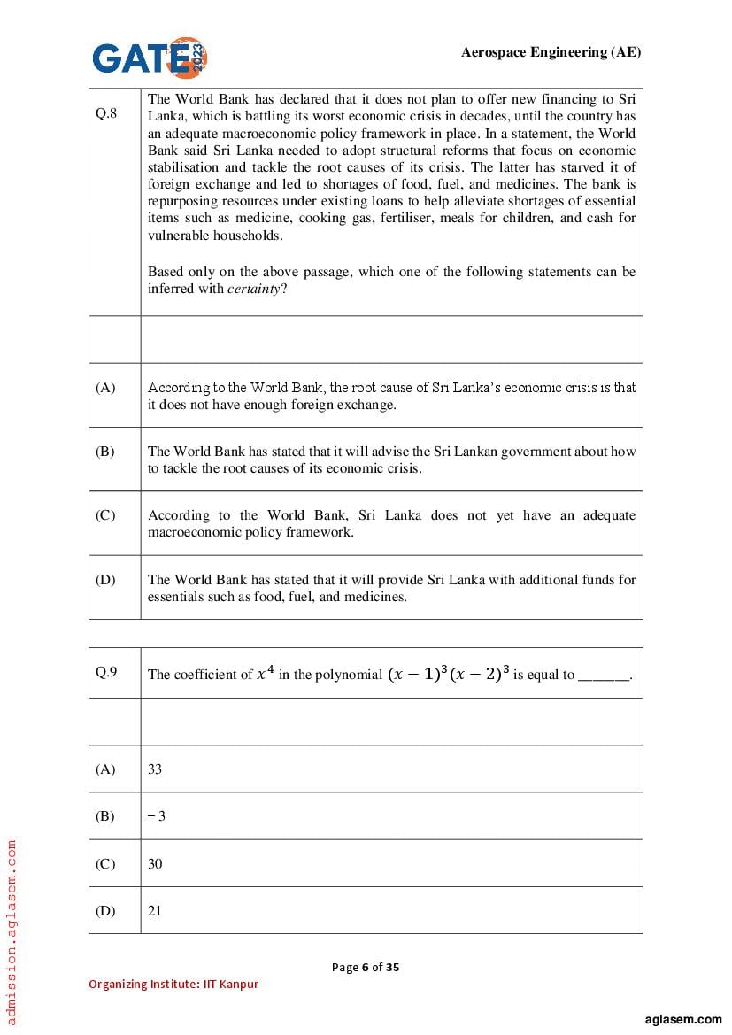 GATE 2023 Question Papers PDF with Answer Keys (29 Papers)
