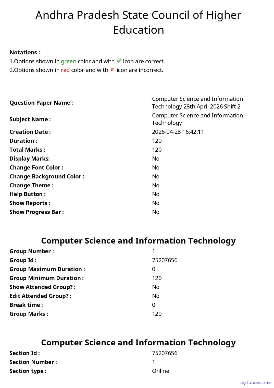 AP PGECET 2026 Question Paper for Computer Science and Information Technology - Page 1 of 56