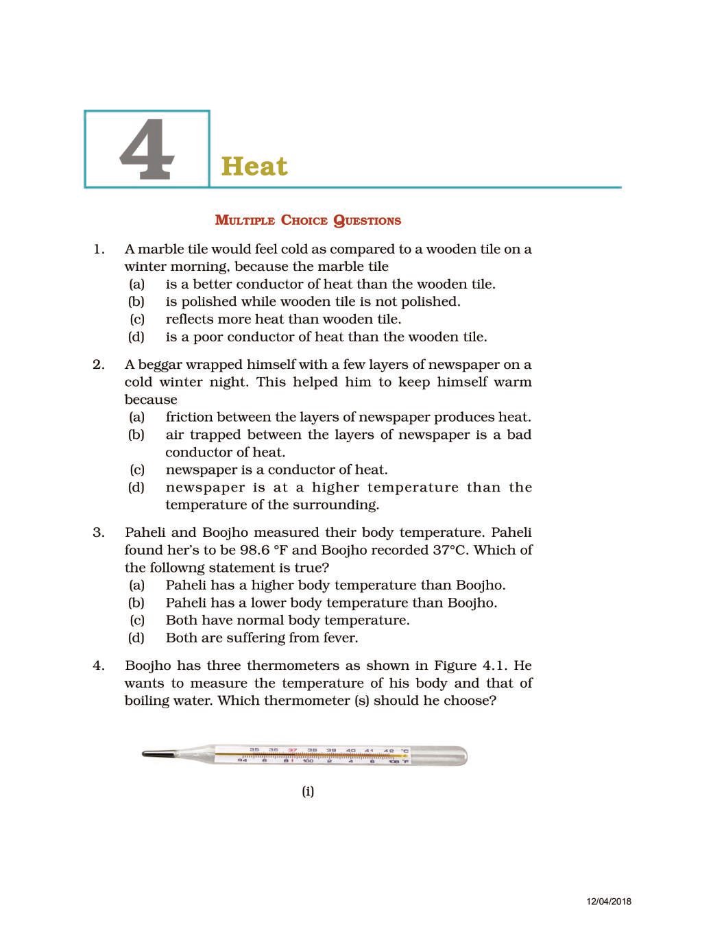 NCERT Exemplar Class 07 Science Unit 4 Heat - Page 1