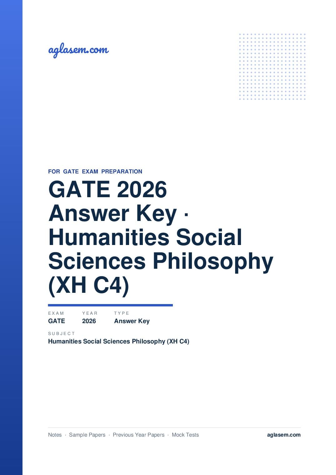 GATE 2026 Answer Key Humanities and Social Sciences - Philosophy (XH-C4) - Page 1 of 3