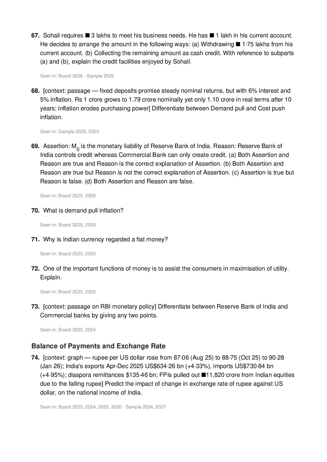 ISC Class 12 Economics Important Questions 2027 (PDF)