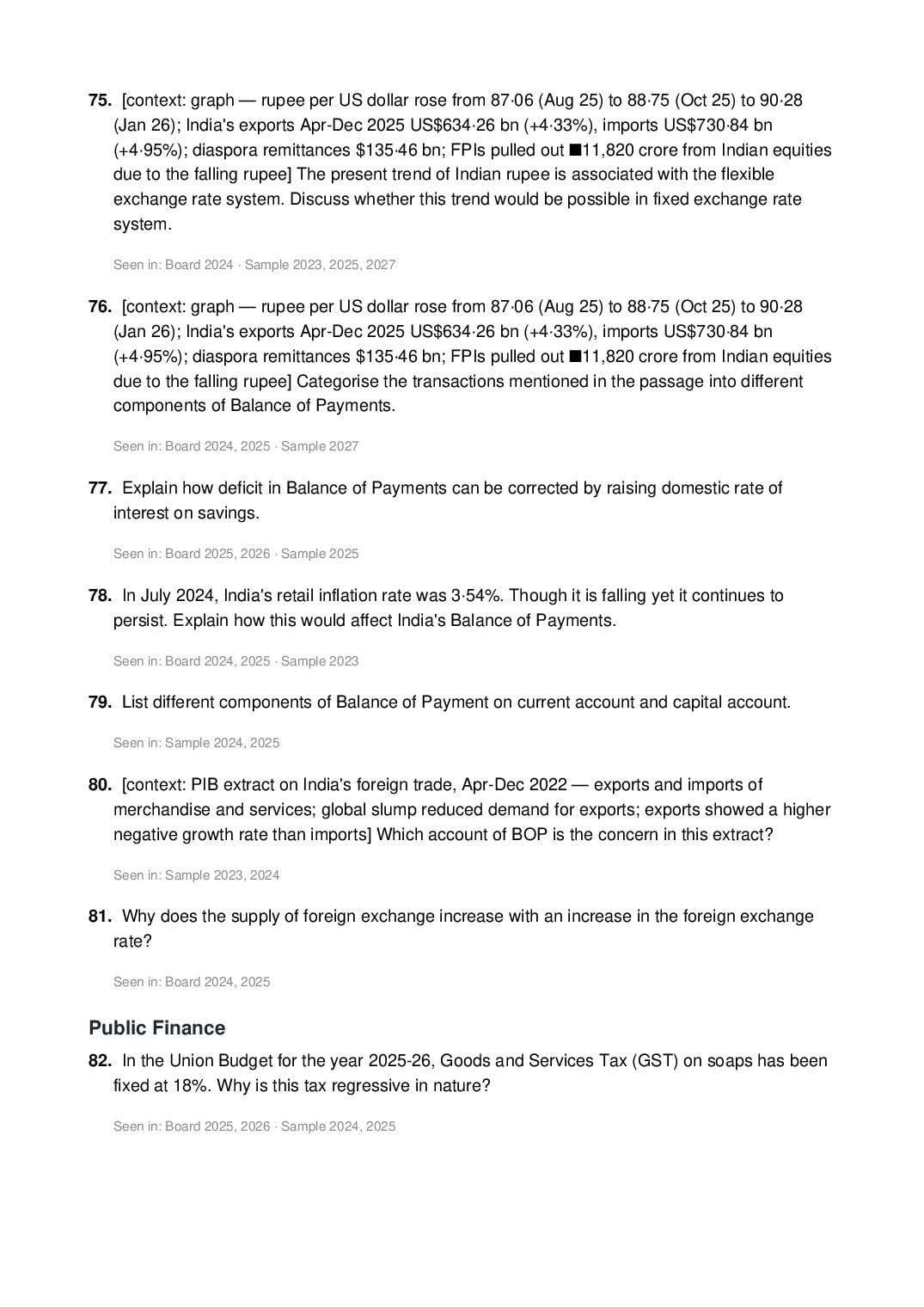 ISC Class 12 Economics Important Questions 2027 (PDF)