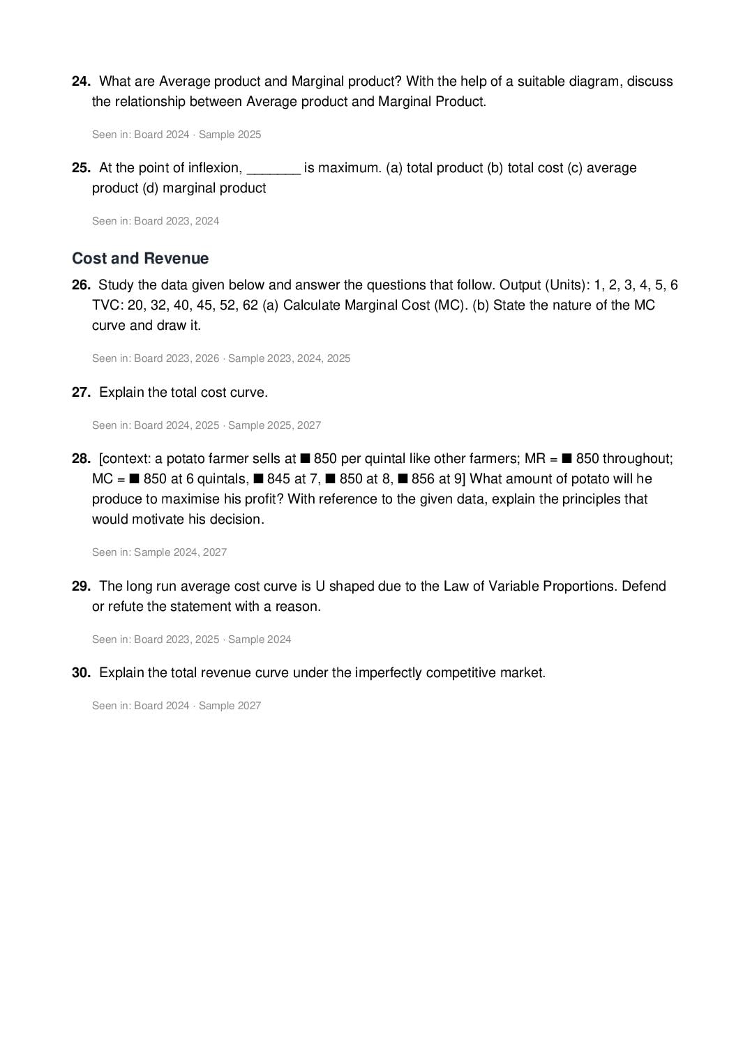 ISC Class 12 Economics Important Questions 2027 (PDF)