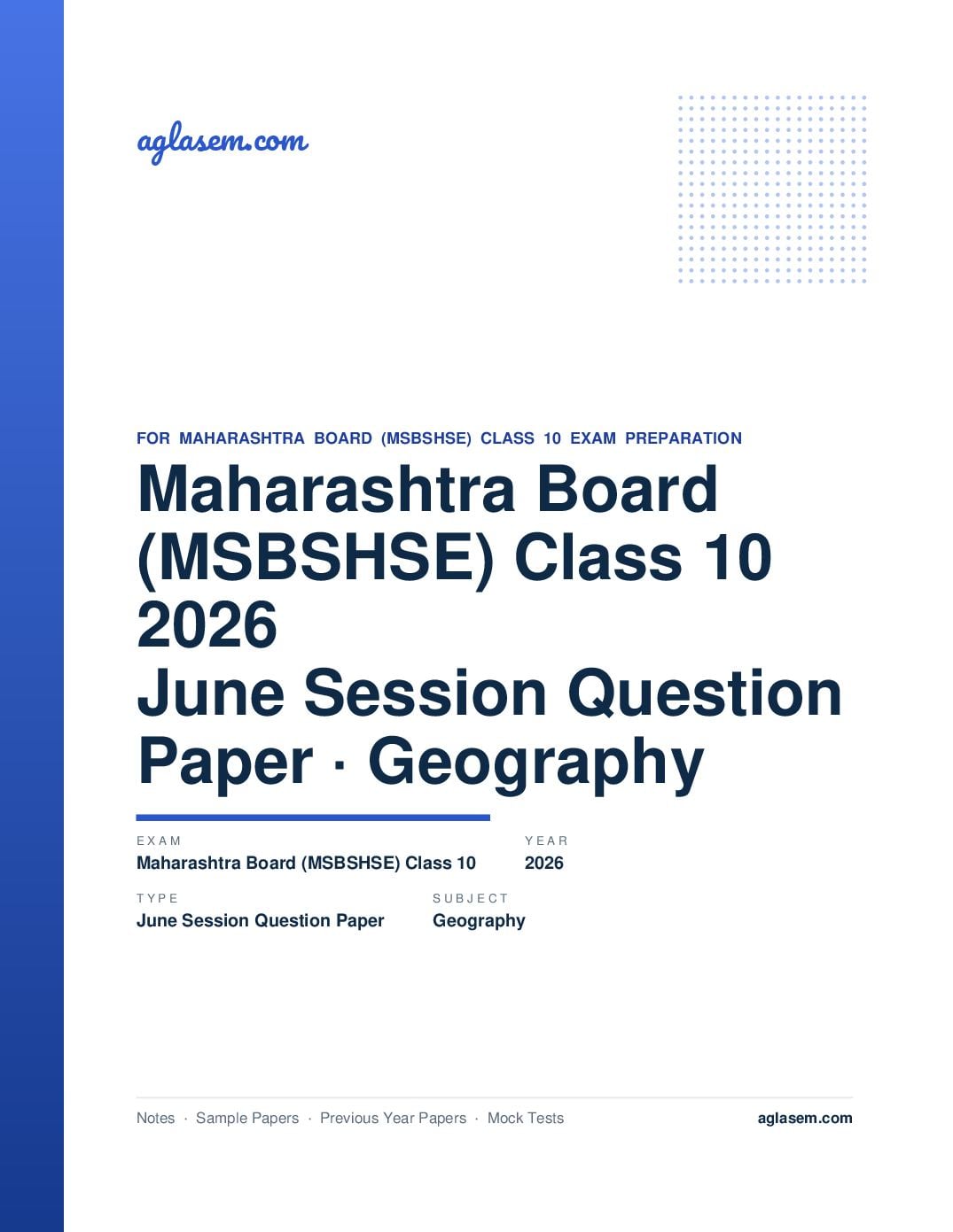 MH 10th Question Paper June 2026 Geography - Page 1 of 5