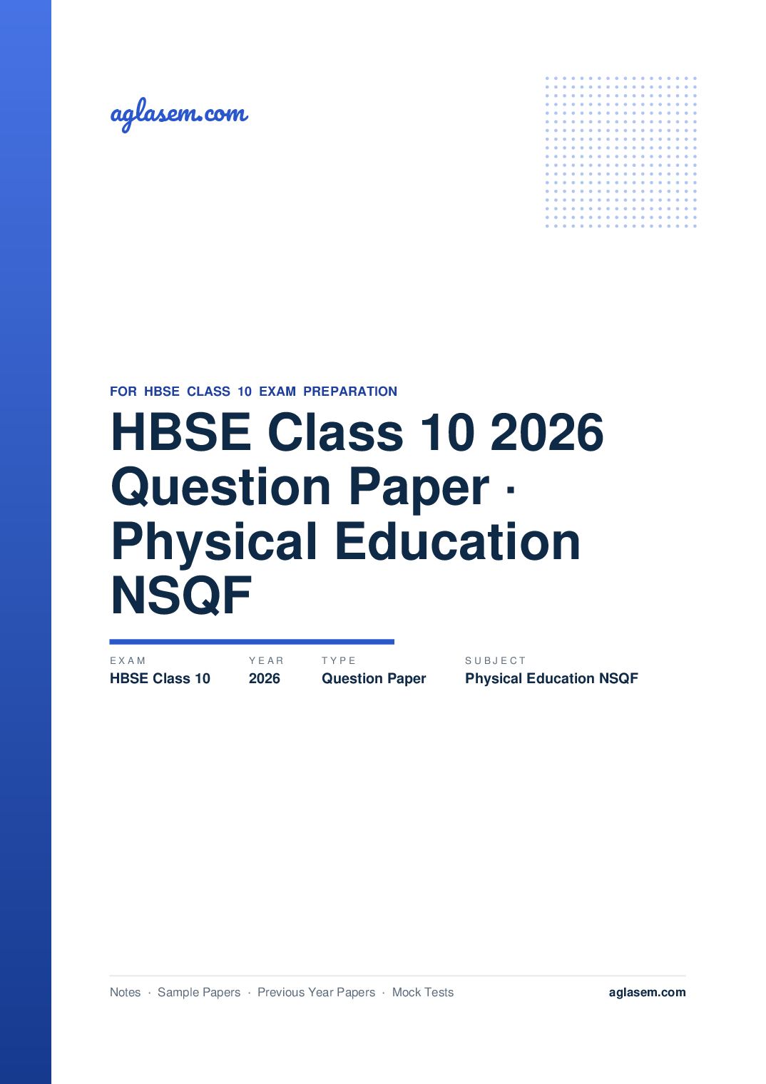 HBSE Class 10 Question Paper 2026 Physical Education NSQF - Page 1 of 9