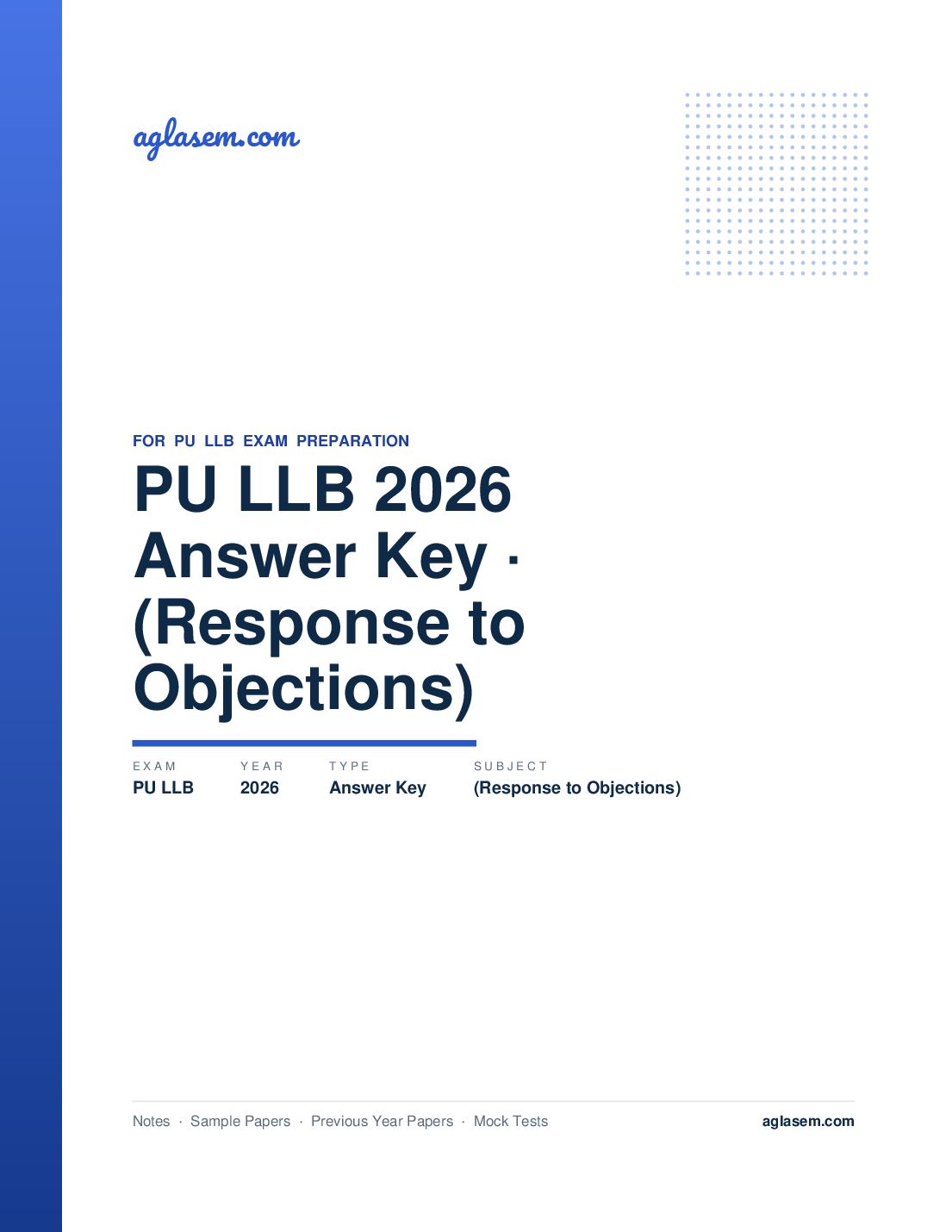 PU LLB 2026 Answer Key (Response to Objections) - Page 1 of 2