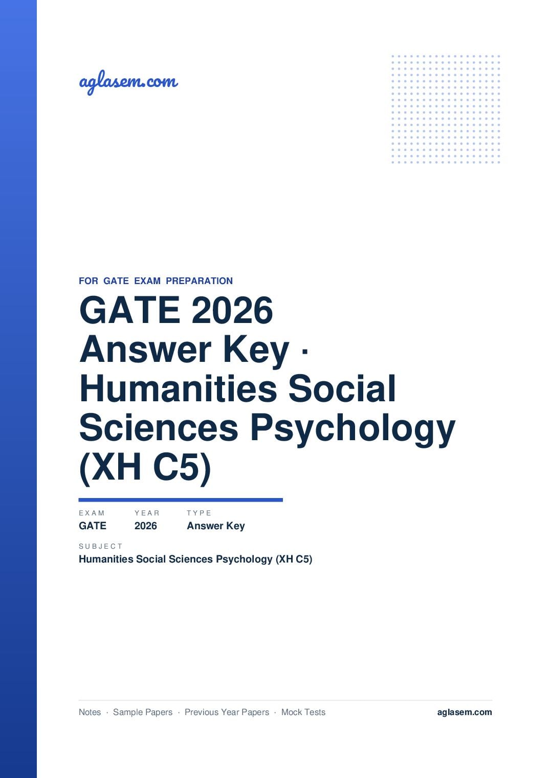 GATE 2026 Answer Key Humanities and Social Sciences - Psychology (XH-C5) - Page 1 of 3