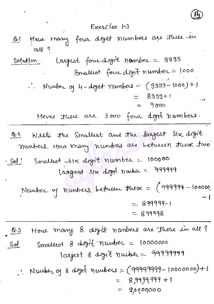 RD Sharma Solutions Class 6 Chapter 1 Knowning Our Numbers Exercise 1.3 - Page 1