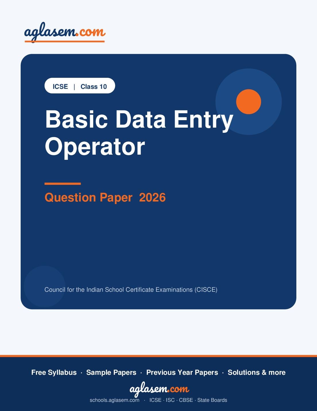 ICSE Class 10 Question Paper 2026 Basic Data Entry Operator - Page 1 of 12