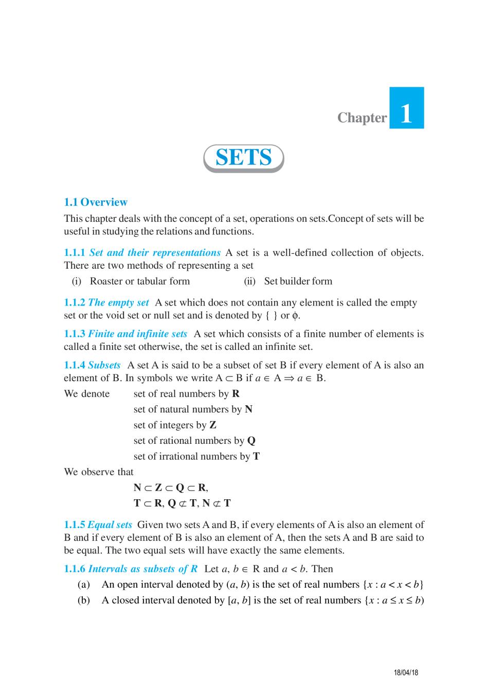 NCERT Exemplar Class 11 Maths Unit 1 Sets - Page 1