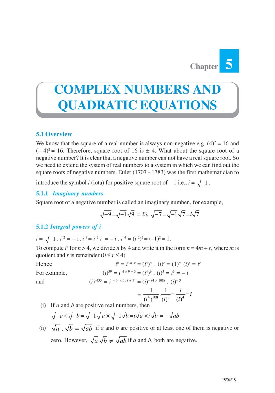 NCERT Exemplar Class 11 Maths Unit 5 Complex Numbers And Quadratic Equations - Page 1
