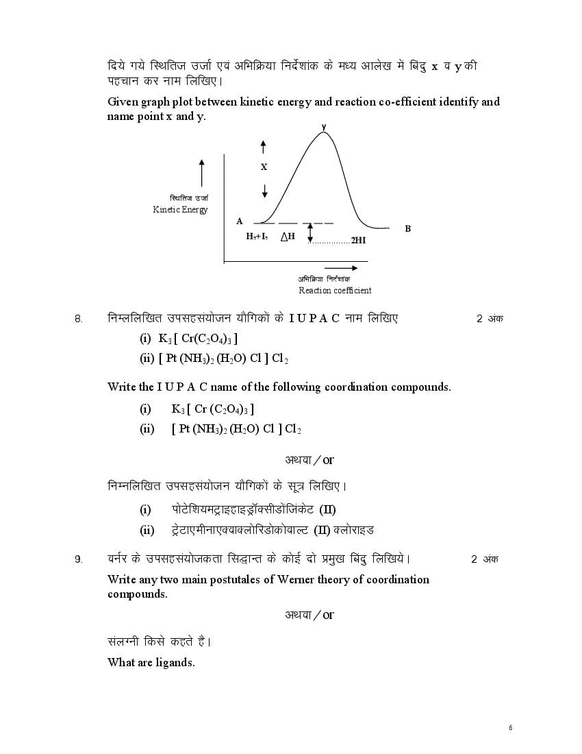 Mp Board Th Chemistry Model Paper Pdf Mp Board Class